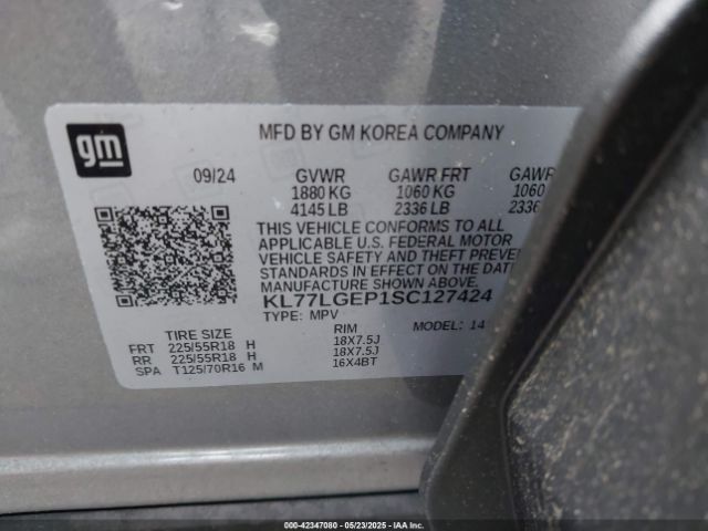 KL77LGEP1SC127424 Chevrolet Trax Fwd 1rs