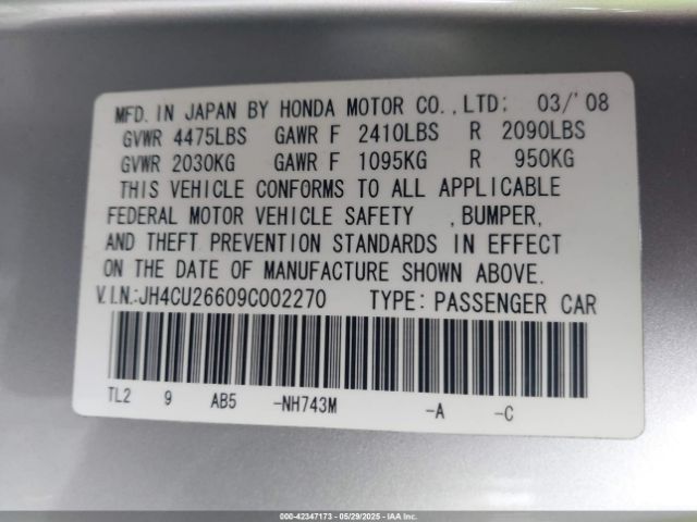 2009 ACURA TSX JH4CU26609C002270 Photo 8