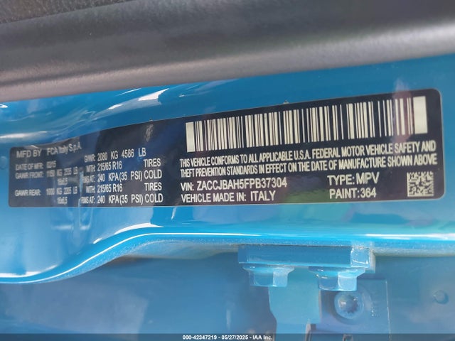 ZACCJBAH5FPB37304 Jeep 2015
