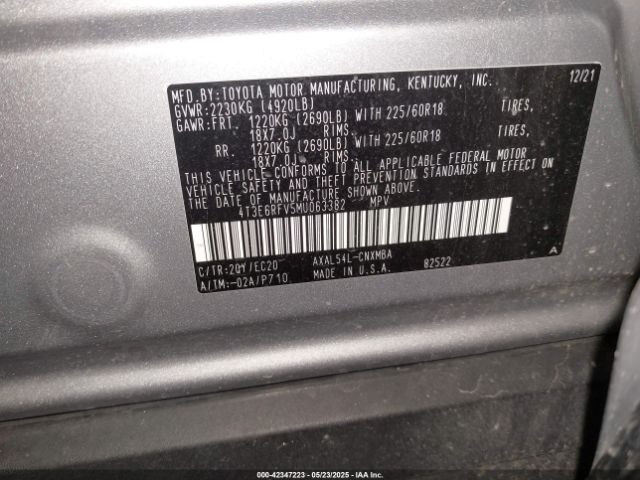 4T3E6RFV5MU063382 Toyota a25a-fxs, 3nm+4nm(li)