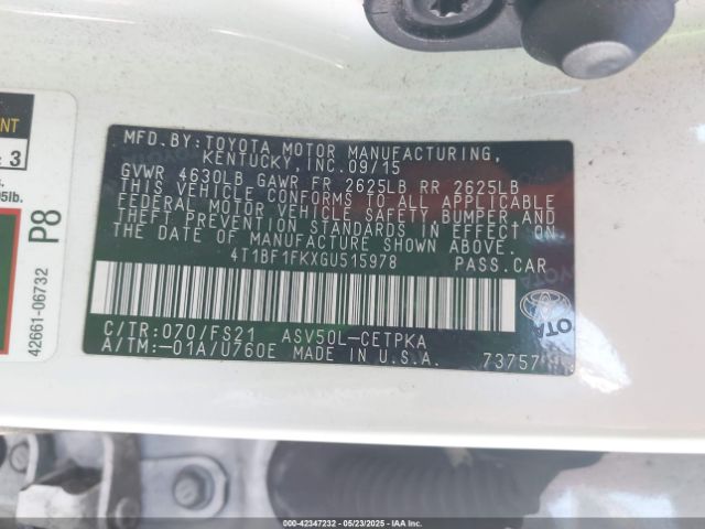 4T1BF1FKXGU515978 Toyota Camry Le/se/xle/xse