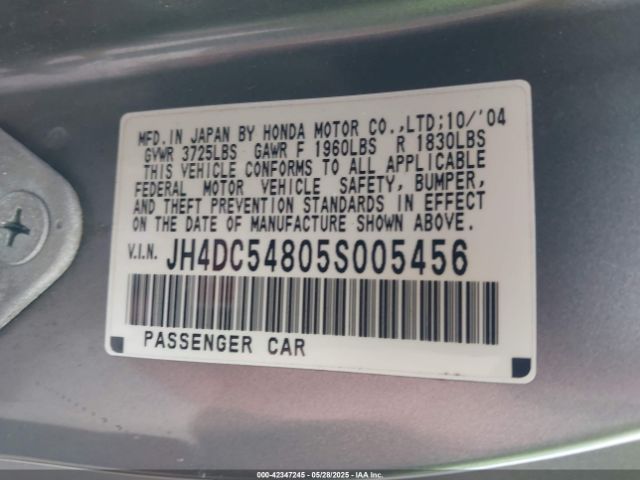 2005 ACURA RSX JH4DC54805S005456 Photo 8