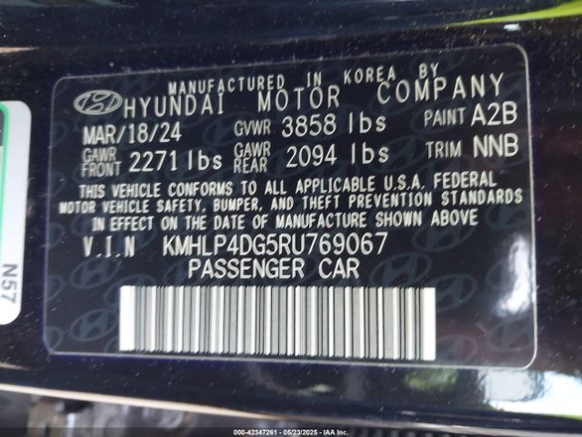 KMHLP4DG5RU769067 Hyundai Elantra Limited