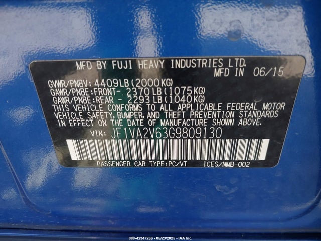 JF1VA2V63G9809130 Subaru 2.5 high power turbo