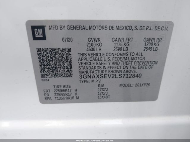 3GNAXSEV2LS712840 Chevrolet Equinox Awd Ls