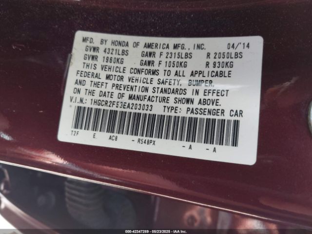 1HGCR2F53EA203033 Honda Accord Sport