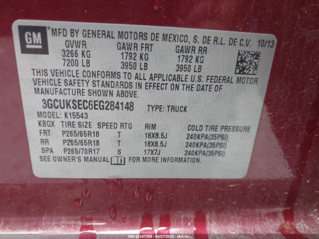 3GCUKSEC6EG284148 Chevrolet l83 - vvt, afm (active fuel management), aluminum