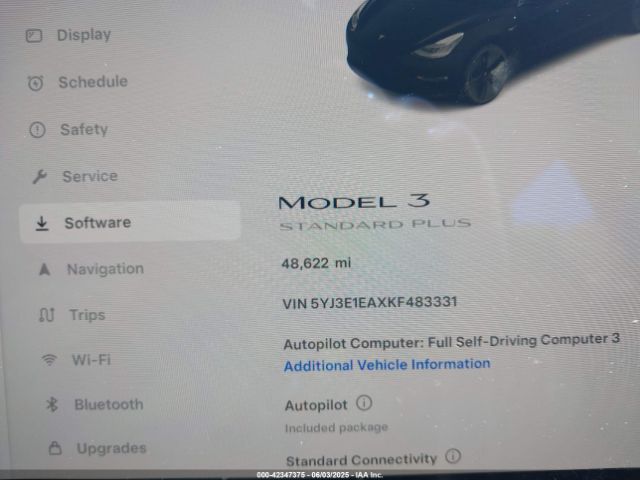 5YJ3E1EAXKF483331 Tesla Model 3 Long Range/mid Range/standard Range/standard Range Plus
