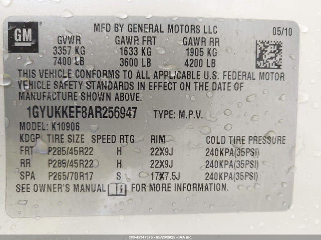 2010 CADILLAC ESCALADE ESV 1GYUKKEF8AR256947 Photo 8