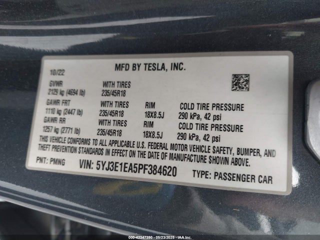 5YJ3E1EA5PF384620 Tesla 2023