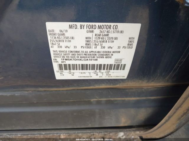 2020 FORD EXPLORER 1FMSK7DHXLGA10148 Photo 8