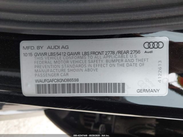 WAUFGAFC8GN086598 Audi A6 3.0t Premium Plus