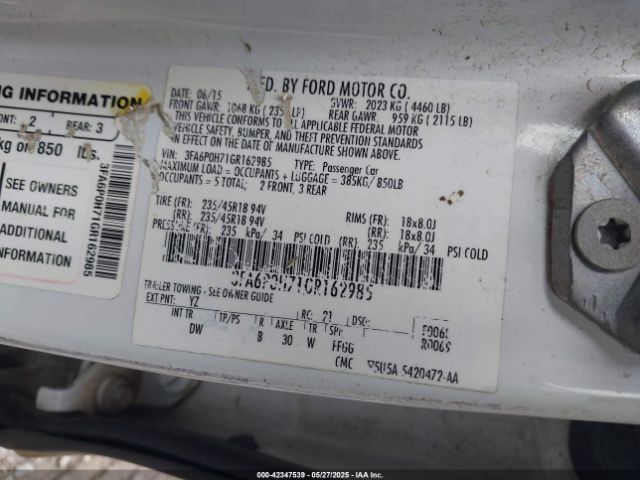 3FA6P0H71GR162985 Ford FUSION SE