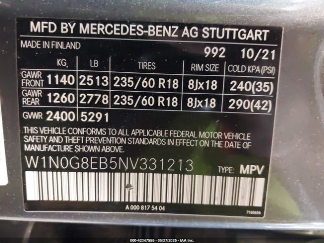 2022 MERCEDES-BENZ GLC 300 W1N0G8EB5NV331213 Photo 8