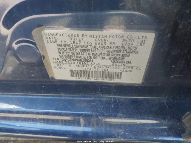 3N1CE2CP6HL369384 Nissan Versa Note Sv