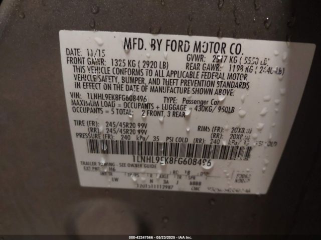 2015 LINCOLN MKS 1LNHL9EK8FG608496 Photo 8