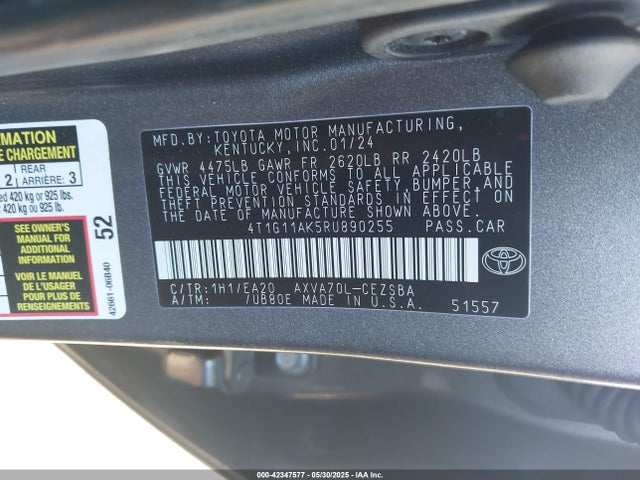 4T1G11AK5RU890255 Toyota a25a-fks