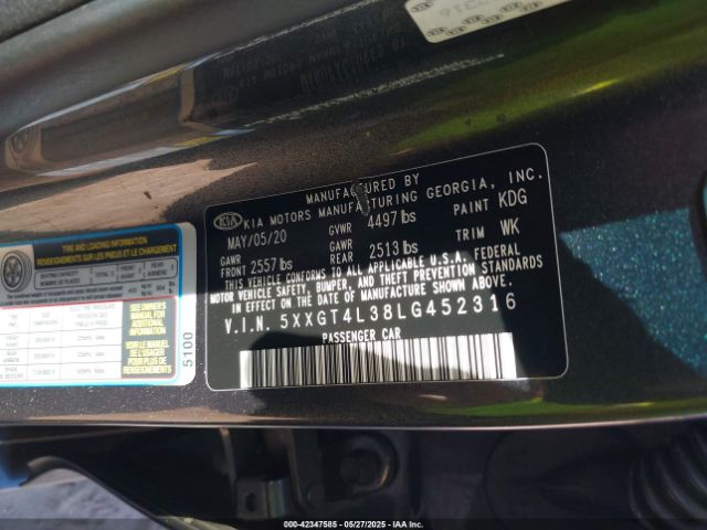 5XXGT4L38LG452316 KIA Optima Lx