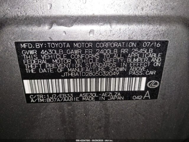 2016 LEXUS IS 200T JTHBA1D28G5032049 Photo 8