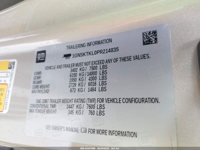2023 CHEVROLET TAHOE 1GNSKTKL0PR214835 Photo 8