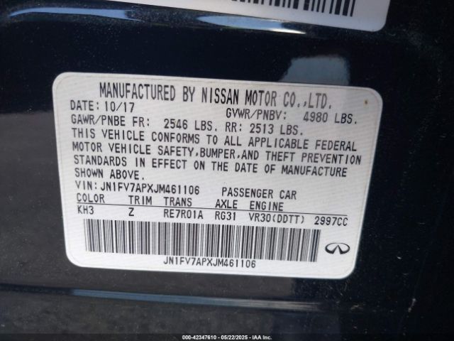 JN1FV7APXJM461106 Infiniti Q50 3.0t Red Sport 400
