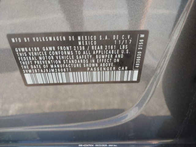 3VW2B7AJ9JM260671 Volkswagen Jetta 1.4t S