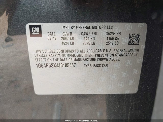 2018 CADILLAC CTS 1G6AP5SX4J0105457 Photo 8