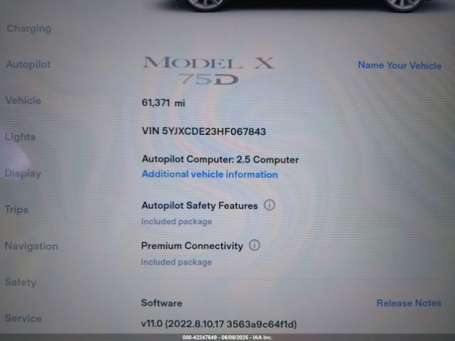 5YJXCDE23HF067843 Tesla Model X 100d/75d/90d