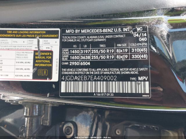 2014 MERCEDES-BENZ ML 350 BLUETEC 4JGDA2EB7EA409002 Photo 8
