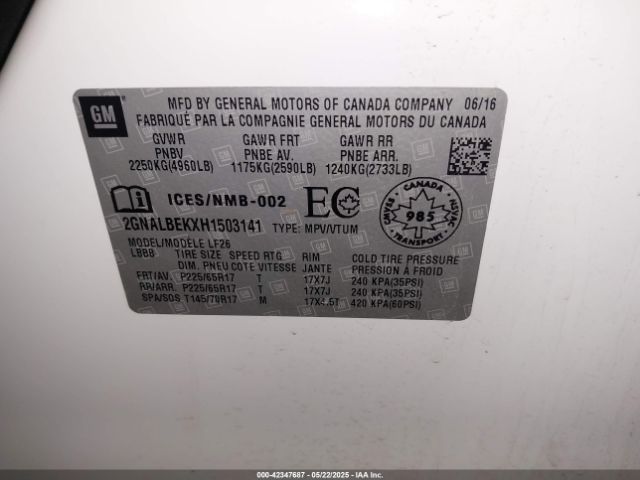 2GNALBEKXH1503141 Chevrolet EQUINOX LS