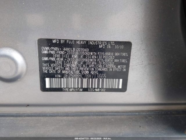 2011 SUBARU FORESTER JF2SHBBC7BH713665 Photo 8