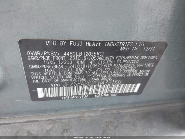2012 SUBARU FORESTER JF2SHABC2CH432160 Photo 8