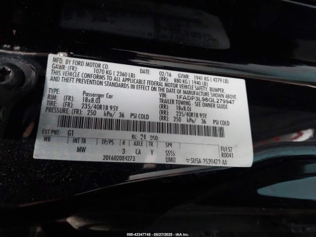 1FADP3L98GL279947 Ford FOCUS ST