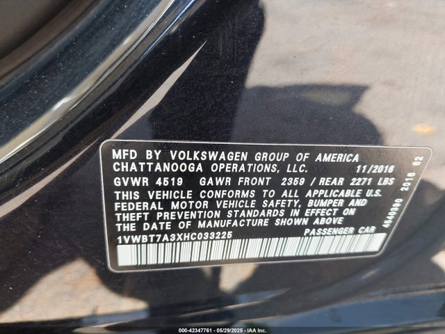 Volkswagen 1.8 tsi 2017 1VWBT7A3XHC033225 Image 9