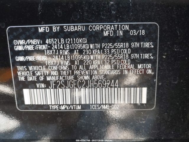 JF2SJGEC2JH569244 Subaru u4