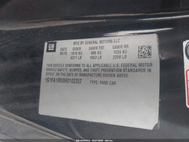 2017 CHEVROLET CAMARO 1G1FA1RX6H0102257 Photo 8