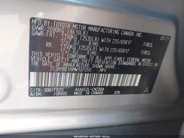 2021 TOYOTA RAV4 2T3H1RFV6MW137050 Photo 8