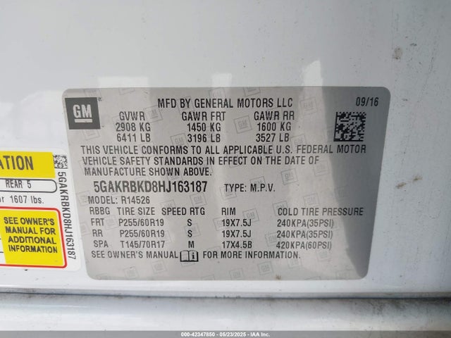 5GAKRBKD8HJ163187 Buick Enclave Leather