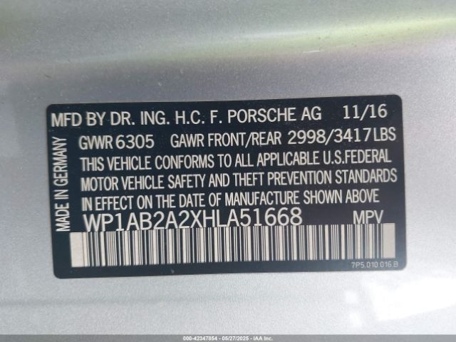 2017 PORSCHE CAYENNE WP1AB2A2XHLA51668 Photo 8