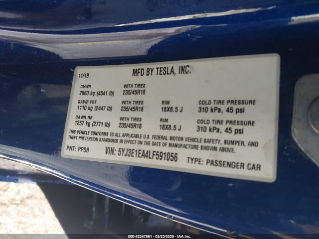2020 TESLA MODEL 3 5YJ3E1EA4LF591056 Photo 8