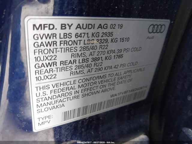 2019 AUDI Q8 WA1FVBF16KD026714 Photo 8