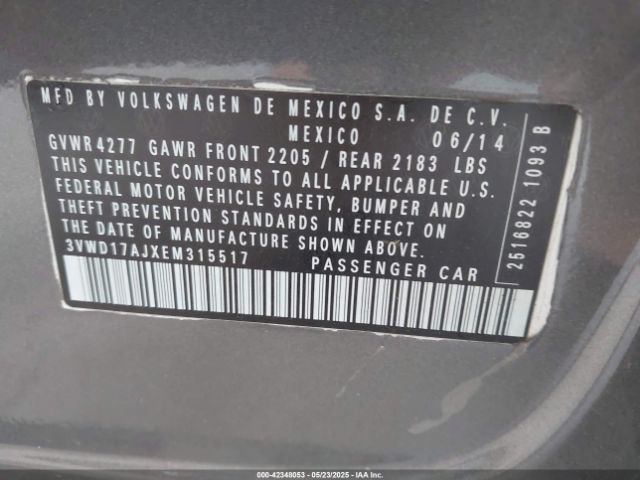 3VWD17AJXEM315517 Volkswagen Jetta 1.8t Se