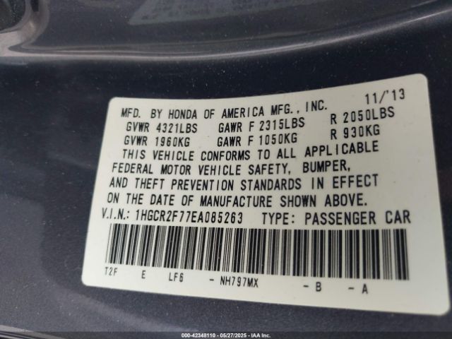 1HGCR2F77EA085263 Honda ACCORD EX
