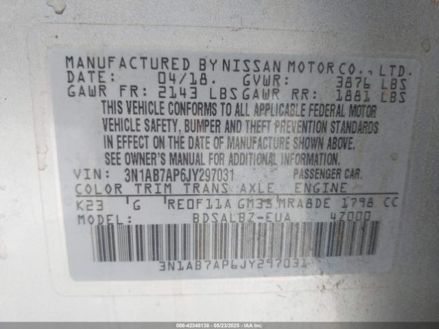 2018 NISSAN SENTRA 3N1AB7AP6JY297031 Photo 8