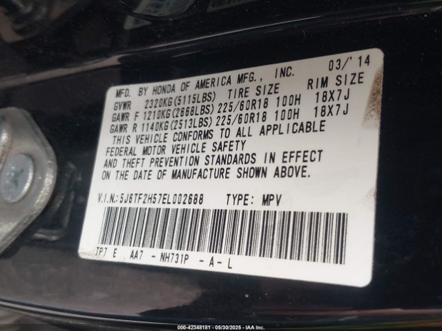 5J6TF2H57EL002688 Honda Crosstour Exl