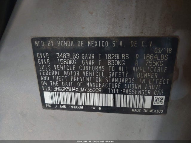 3HGGK5H4XJM735209 Honda l15b1