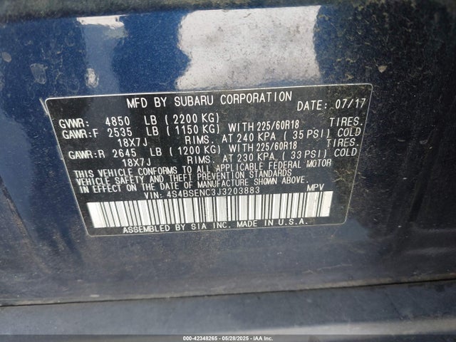 4S4BSENC3J3203883 Subaru Outback 3.6r Limited