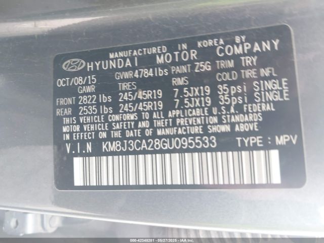 KM8J3CA28GU095533 Hyundai Tucson Sport