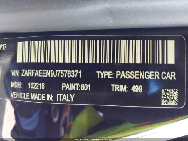 2018 ALFA ROMEO GIULIA ZARFAEEN9J7576371 Photo 8