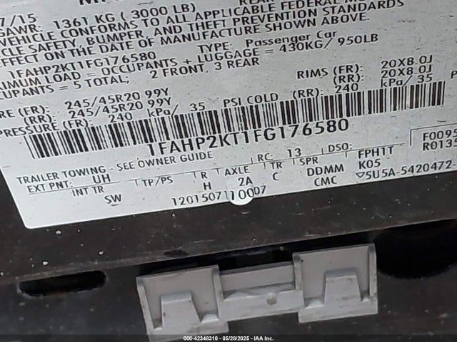 1FAHP2KT1FG176580 Ford TAURUS SHO